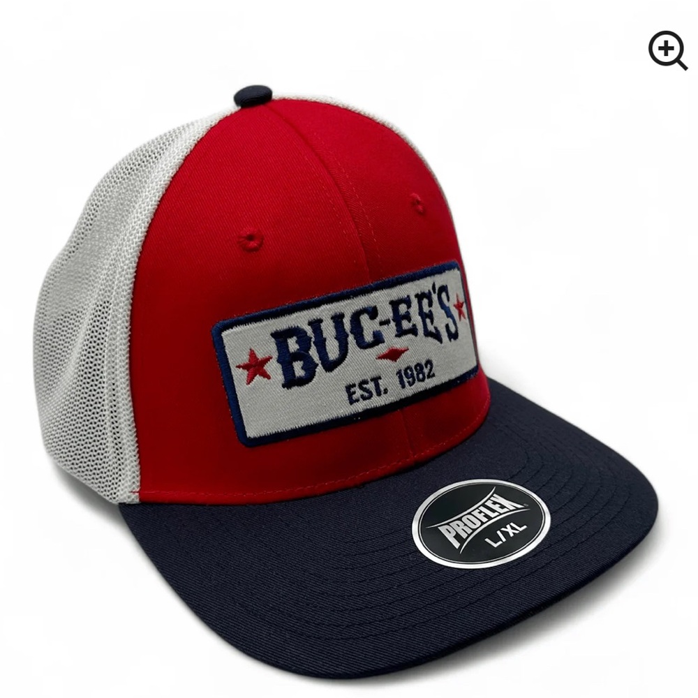❤️ Buc-ee's Adult Red & White Cap with Blue Brim – ProFlex ❤️